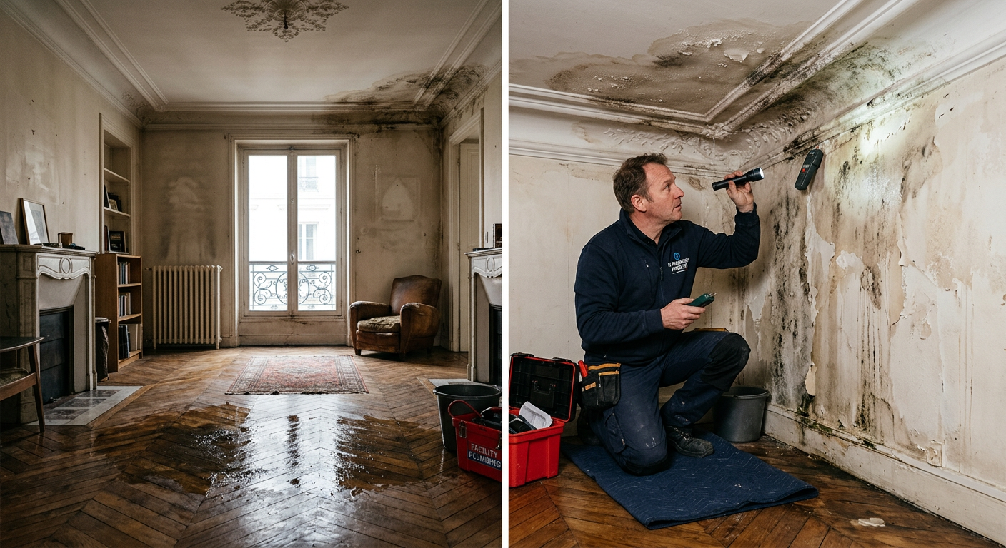 Intervention urgente dégât des eaux dans un appartement à Montreuil